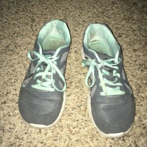 Well worn women's running shoes